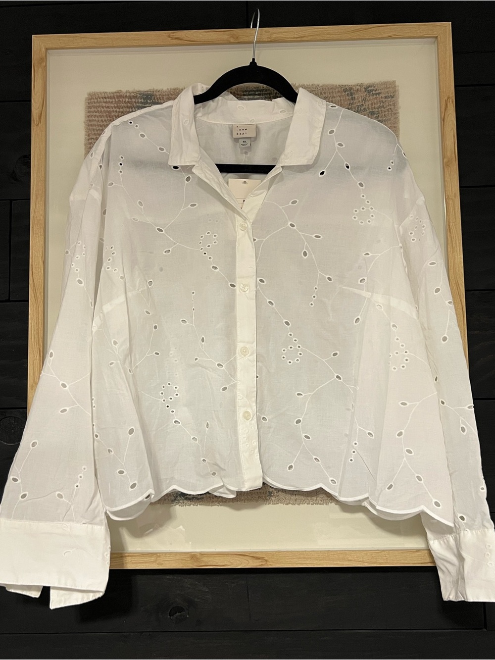 a new day White Eyelet Button-Down Shirt